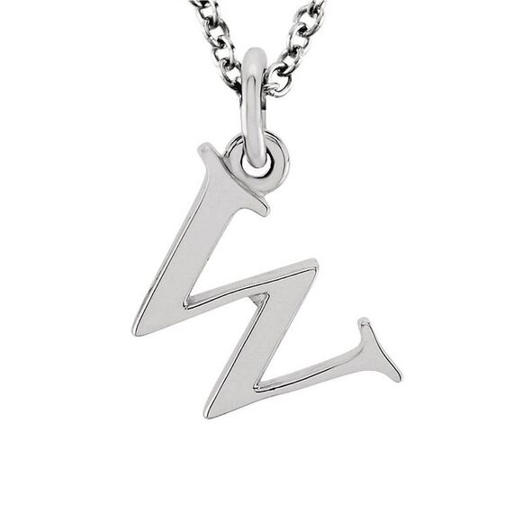 The Abbey Lower Case Initial 'w' Necklace in 14k White Gold, 16 Inch - Picture 1 of 3